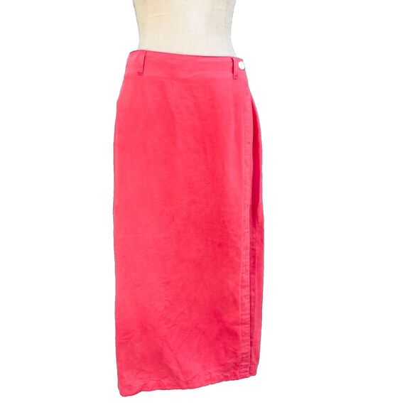 Vintage Gap Skirt Womens Size Medium Linen Wrap Midi in Salmon - Picture 1 of 10